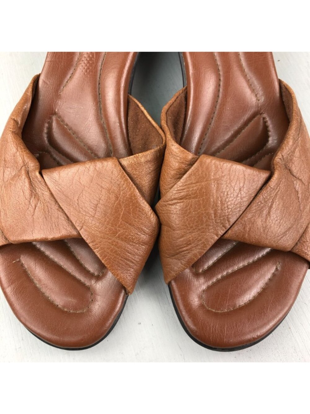 Earth Spirit Women's Size 11 Searcy Brown Leather Open Toe Slip On Sandals - Picture 7 of 12
